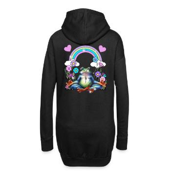 Yoga Frosch retro Yogi - Hoodie-Kleid - Schwarz - Hinten