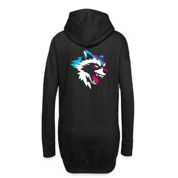 Neon Wolf Kopf – Aggressives Gaming Design - Hoodie-Kleid - Schwarz - Hinten