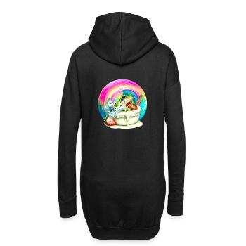 Regenbogen Frosch Eis Erdbeere Eiskrem Kind - Hoodie-Kleid - Schwarz - Hinten