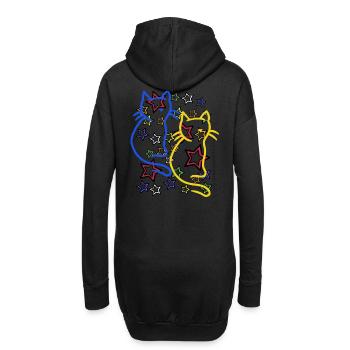 Retro Katze Katzen 60er - Hoodie-Kleid - Schwarz - Hinten
