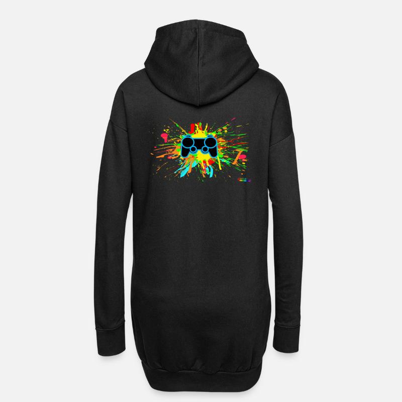 Controller-Splatter-Gamer - Hoodie-Kleid - Schwarz