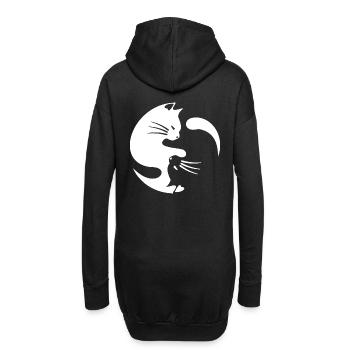 Chats yin yang - Sweat-shirt à capuche long Femme - noir - Dos