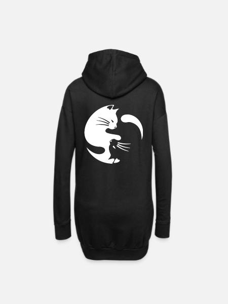 Katzen Yin Yang - Hoodie-Kleid - Schwarz