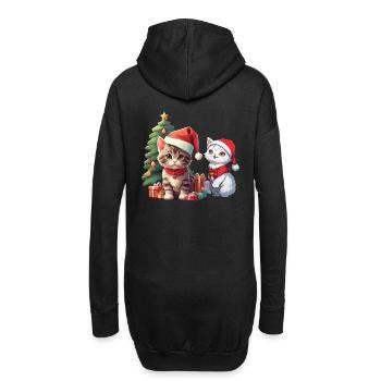 Christmas Weihnachten Katze Katzen Nikolaus Xmas - Hoodie-Kleid - Schwarz - Hinten