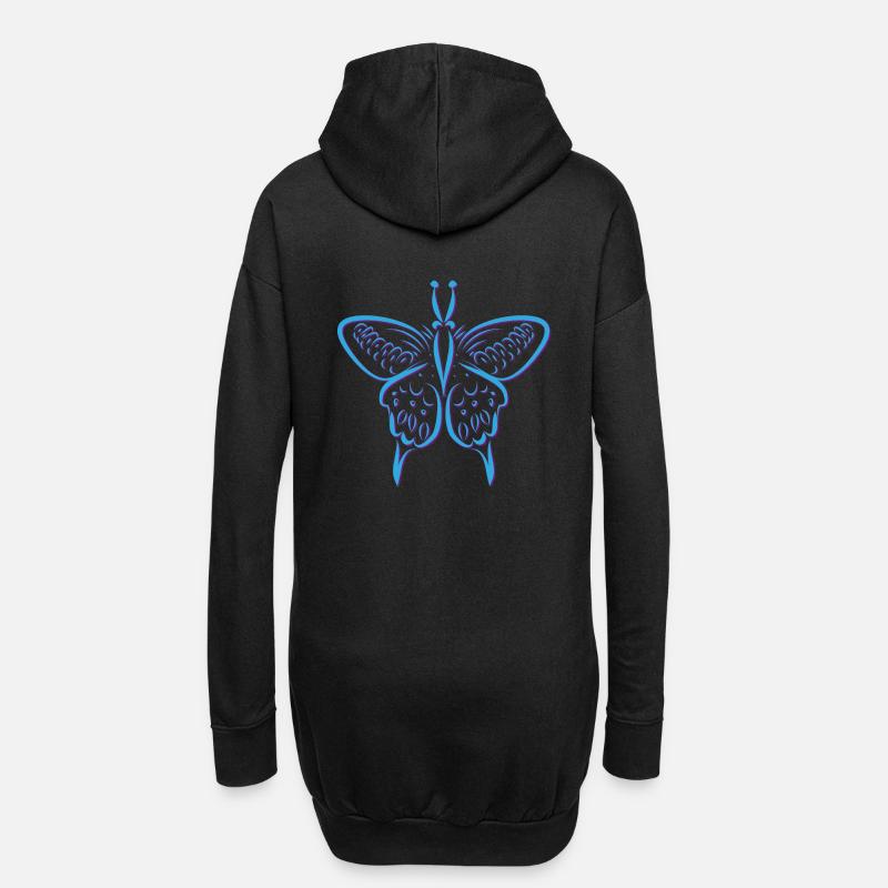 Schmetterling - Hoodie-Kleid - Schwarz