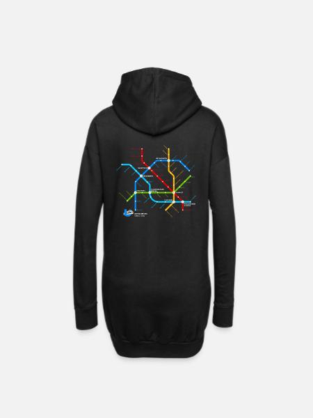 Quedlinburg (U-Bahn-Liniennetz-Edition) - Hoodie-Kleid - Schwarz