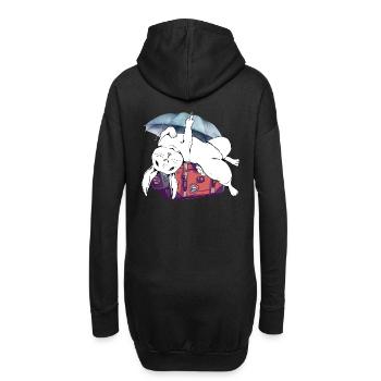 Lapin, valise, rongeur de vacances, lapins de voyage - Sweat-shirt à capuche long Femme - noir - Dos