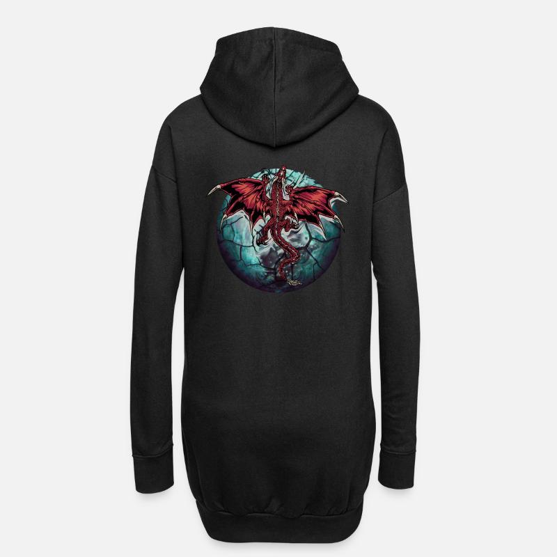 Planet Drache Drachen - Hoodie-Kleid - Schwarz