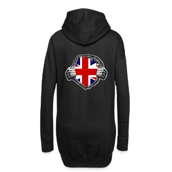 Chemise déchirée de l'Angleterre, chemise de drapeau de GB humour d'amusement - Sweat-shirt à capuche long Femme - noir - Dos