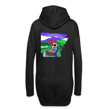 Angler Skelett angeln Fischen Hobby Angeln Natur - Hoodie-Kleid - Schwarz - Hinten