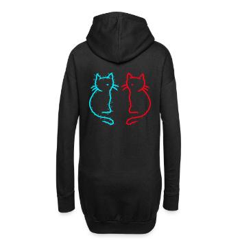 80er 90er Retro Vintage Katzen Katze Kätzchen - Hoodie-Kleid - Schwarz - Hinten