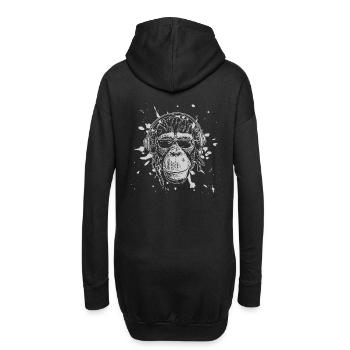 Affe Schimpanse - Hoodie-Kleid - Schwarz - Hinten