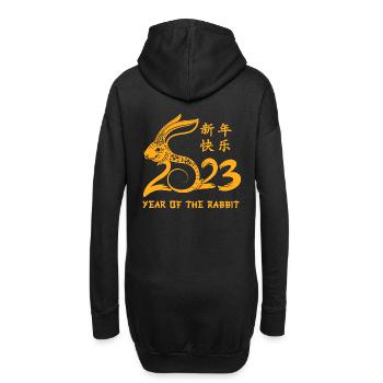Bonne année chinoise 2023 Année des cadeaux du lapin - Sweat-shirt à capuche long Femme - noir - Dos