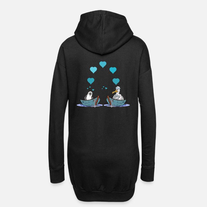 Möwen Möwe Liebe Herz Valentin Seemann Boot - Hoodie-Kleid - Schwarz