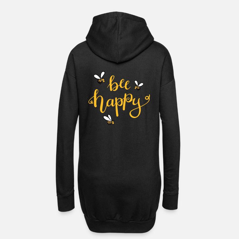 bee happy - Hoodie-Kleid - Schwarz