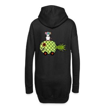 Ananas Wohnwagen Ratte Urlaub Reise - Hoodie-Kleid - Schwarz - Hinten