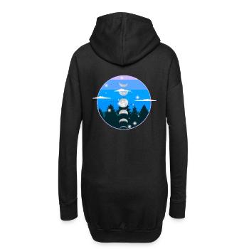 Wald Natur Mondphase Mond mystisch - Hoodie-Kleid - Schwarz - Hinten