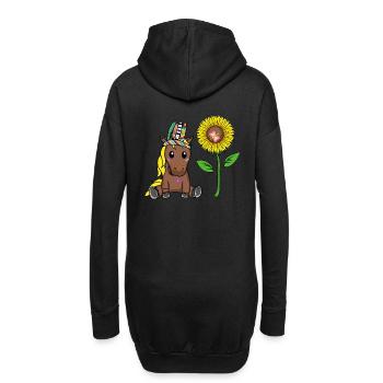 Hippi Poney Tournesol Cheval Cheval Enfant Enfants - Sweat-shirt à capuche long Femme - noir - Dos