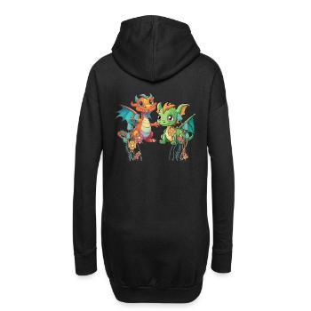 Drachen Drache Kinder Kind Fabelwesen - Hoodie-Kleid - Schwarz - Hinten