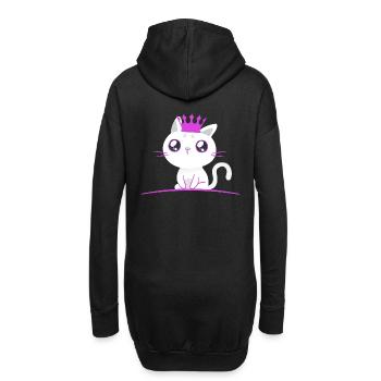 Chaton Princesse Chat Chats Enfants Bébé - Sweat-shirt à capuche long Femme - noir - Dos