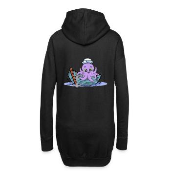 Octopus Kraken Kids Child Boat Boats Maritime - Hoodie Dress - black - Back