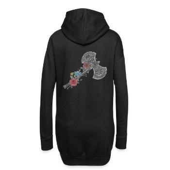 Vikings celtiques avec fleurs Double Axe Design - Sweat-shirt à capuche long Femme - noir - Dos