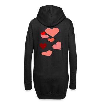 Hearts Heart Love Valentine Valentine’s Day Love - Sweat-shirt à capuche long Femme - noir - Dos