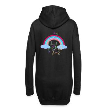 Himmlische Traum Fantasy Regenbogen Hunde bunt - Hoodie-Kleid - Schwarz - Hinten