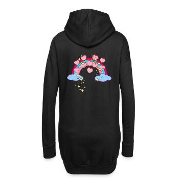 Magisch Regenbogen Sterne Herzen Glückwunsch - Hoodie-Kleid - Schwarz - Hinten