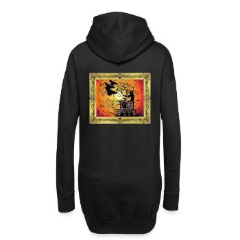 Moyen Age Château Sorcière Heure Halloween Horreur - Sweat-shirt à capuche long Femme - noir - Dos