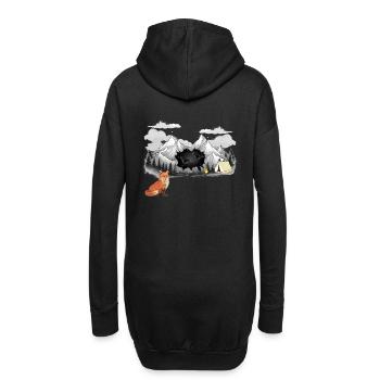 Fuchs Natur Zelt Gebirge Lagerfeuer Berge Natur - Hoodie-Kleid - Schwarz - Hinten