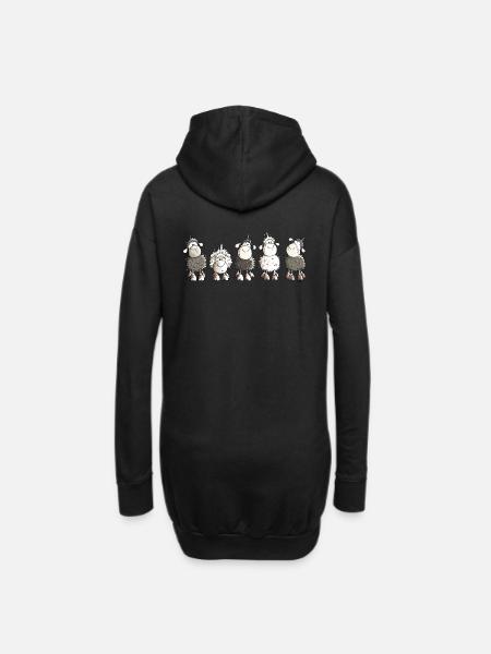 Funny Sheep - Schaf - Schafe - Hoodie-Kleid - Schwarz