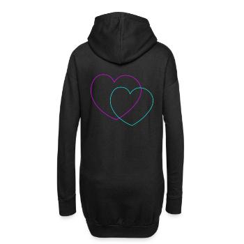 Herz Herzen Liebe Partner Partnerschaft Paar - Hoodie-Kleid - Schwarz - Hinten
