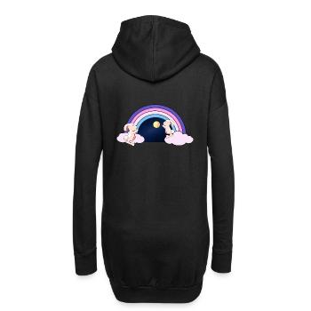 Regenbogen Fantasy Hasen Kinder Mond Sternenhimmel - Hoodie-Kleid - Schwarz - Hinten