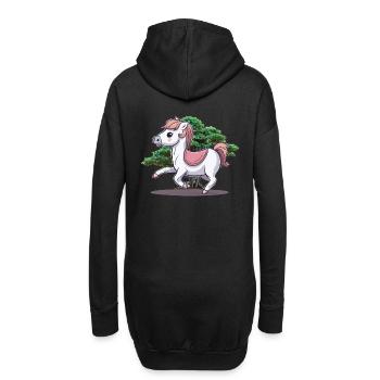 poney chevaux cheval enfants bébé enfant - Sweat-shirt à capuche long Femme - noir - Dos