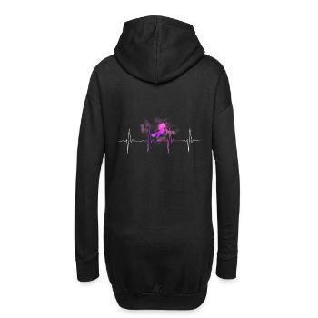 EKG Herzschlag Heartbeat Pink Unicorn / Einhorn - Hoodie-Kleid - Schwarz - Hinten