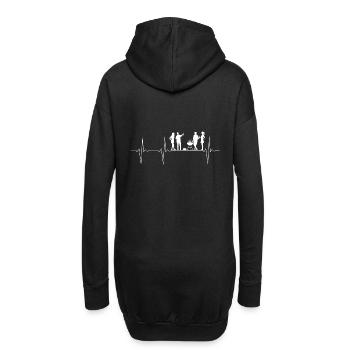 EKG Herzschlag Heartbeat BBQ Grill Party - Hoodie-Kleid - Schwarz - Hinten
