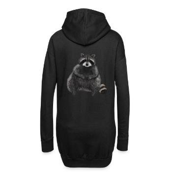 Sitzender entspannter Waschbär - Hoodie-Kleid - Schwarz - Hinten