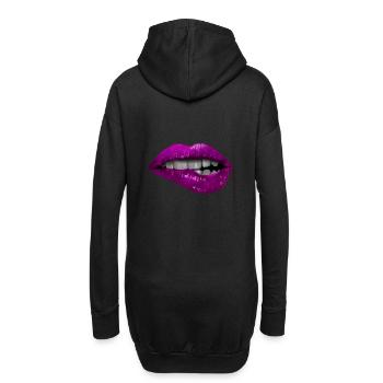 Lèvres mordantes roses - Sweat-shirt à capuche long Femme - noir - Dos