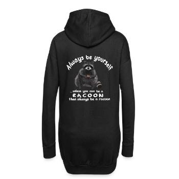Waschbär - Be yourself or a racoon - Hoodie-Kleid - Schwarz - Hinten