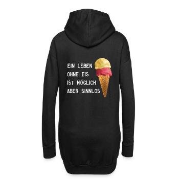 Ice cream - Leben ohne Eis ist sinnlos - Hoodie-Kleid - Schwarz - Hinten