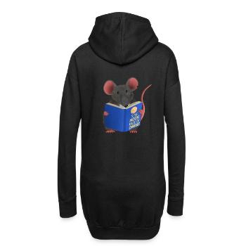 Leseratte / Maus - Ist der Mond aus Käse - Hoodie-Kleid - Schwarz - Hinten