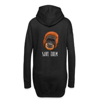 Monkey Ape Orang Utan - sauvez-les - Sweat-shirt à capuche long Femme - noir - Dos