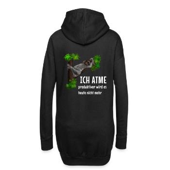 Faultier - Ich atme - produktiver wird es nicht - Hoodie-Kleid - Schwarz - Hinten