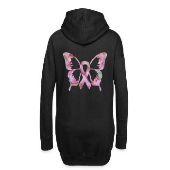 Band Schmetterlingsblume Brustkrebs Bewusstsein - Hoodie-Kleid - Schwarz - Hinten
