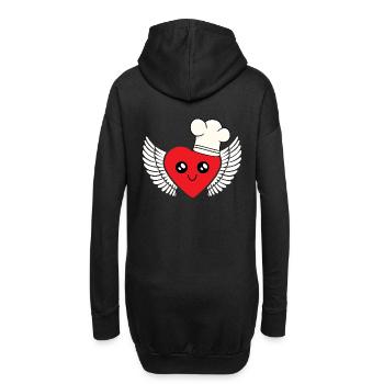 Koch Herz himmlisch Kochen Gastgeber Köchin - Hoodie-Kleid - Schwarz - Hinten