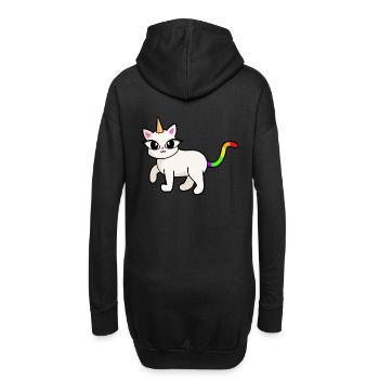 Licorne Licornes Chat Chatons Enfants - Sweat-shirt à capuche long Femme - noir - Dos