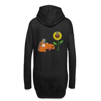 Hippie Pferd Pferde Gaul Sonnenblume Reiterin - Hoodie-Kleid - Schwarz - Hinten