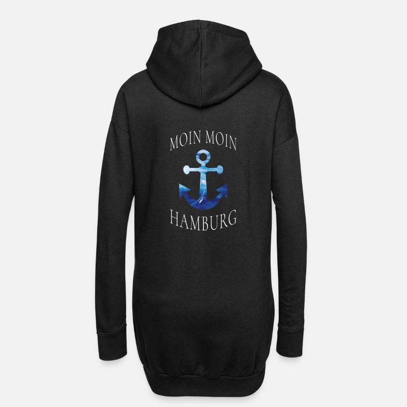 Moin Hamburg, Anker - Hoodie-Kleid - Schwarz