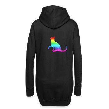 Katze, Cat - Hoodie-Kleid - Schwarz - Hinten